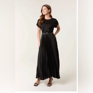 Elegant Blue Vanilla  Black Pleated Dress  M/L